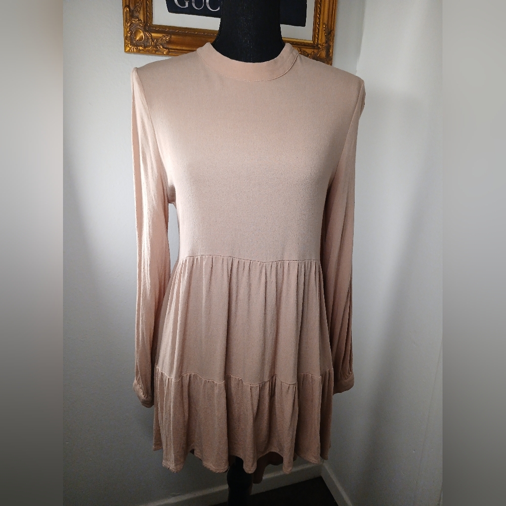 Elegant Dusty Rose Long Sleeve High-Low Top